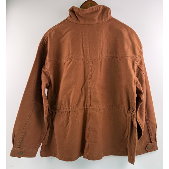 Levi's Women High Collar Button-up Front Karlie Utility Jacket Brown XL NWT - Picture 2 of 16